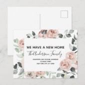 Budget Dusty Roze Bloemen Verhuisaankondigingspost Briefkaart (Voorkant / Achterkant)