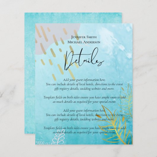 BUDGET DustyTeal Gold Abstract bruiloft (Voorkant / Achterkant)