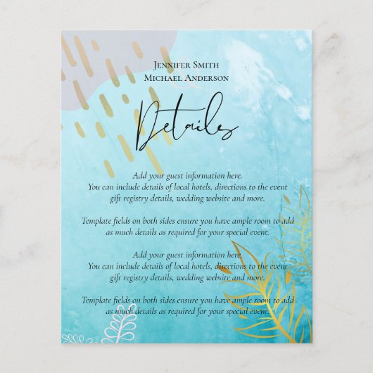 BUDGET DustyTeal Gold Abstract bruiloft (Voorkant)