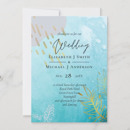 BUDGET DustyTeal Gold Abstract bruiloft (Voorkant)