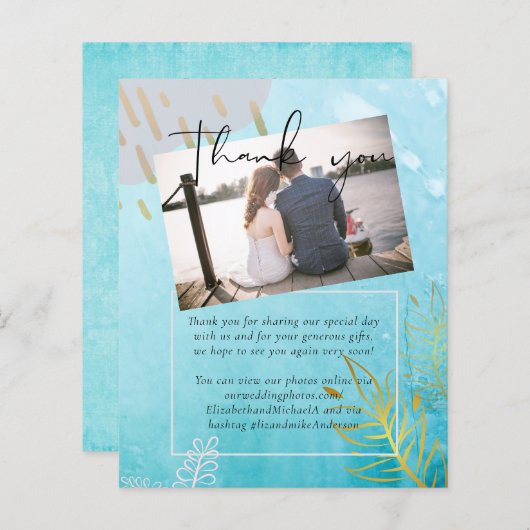 BUDGET DustyTeal Gold Abstract bruiloft (Voorkant / Achterkant)