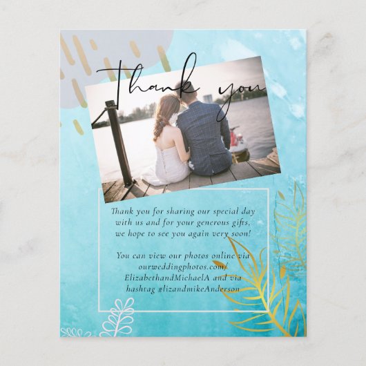 BUDGET DustyTeal Gold Abstract bruiloft (Voorkant)