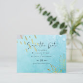 BUDGET DustyTeal Gold Abstract bruiloft Briefkaart (Staand voorkant)