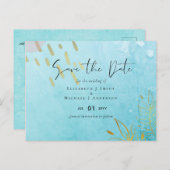 BUDGET DustyTeal Gold Abstract bruiloft Briefkaart (Voorkant / Achterkant)