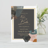 BUDGET Earth Tones Abstract Huwelijk Kaart (Staand voorkant)