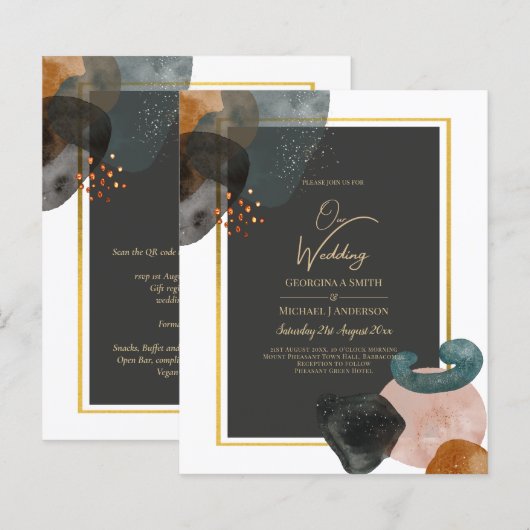 BUDGET Earth Tones Abstract Weddenschap (Voorkant / Achterkant)