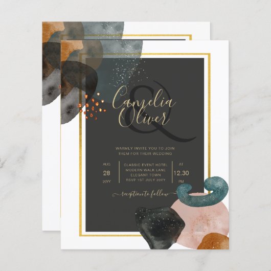 BUDGET Earth Tones Abstract Weddenschap (Voorkant / Achterkant)