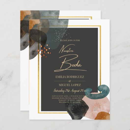 BUDGET Earth Tones Abstract Weddenschap (Voorkant / Achterkant)