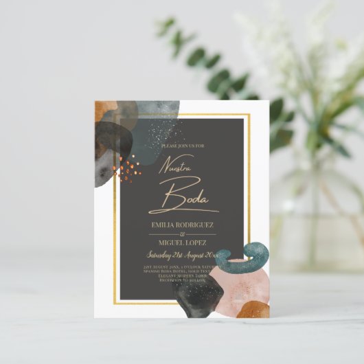 BUDGET Earth Tones Abstract Weddenschap (Staand voorkant)