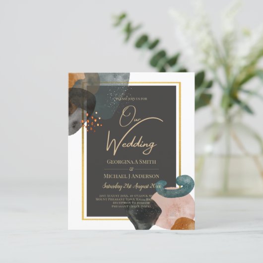 BUDGET Earth Tones Abstract Weddenschap (Staand voorkant)