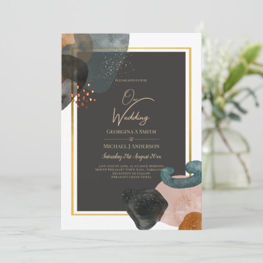 BUDGET Earth Tones Abstract Weddenschap Kaart (Staand voorkant)