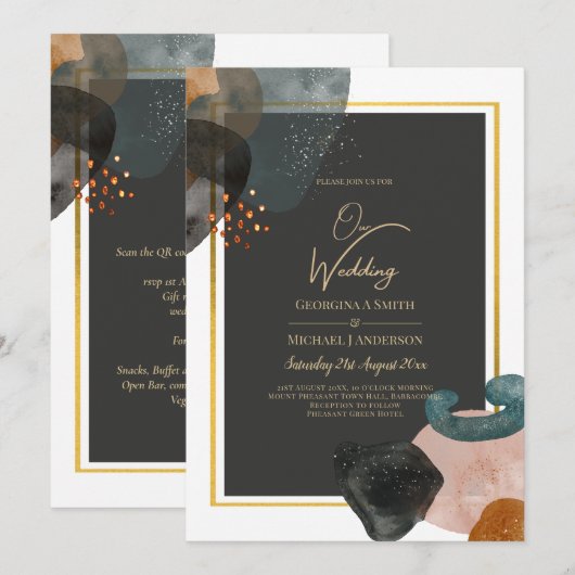 BUDGET Earth Tones Abstract Weddenschap Kaart (Voorkant / Achterkant)