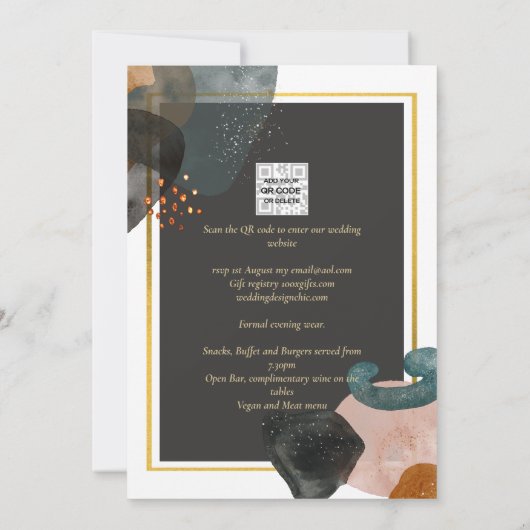 BUDGET Earth Tones Abstract Weddenschap Kaart (Achterkant)