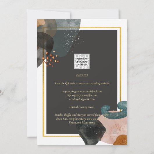 BUDGET Earth Tones Abstract Weddenschap Kaart (Achterkant)