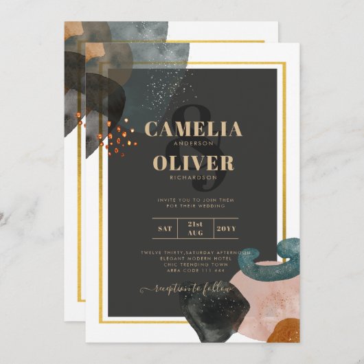 BUDGET Earth Tones Abstract Weddenschap Kaart (Voorkant / Achterkant)