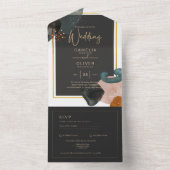 BUDGET Earth Tones Abstracte Trouwdag All In One Uitnodiging (Binnen)