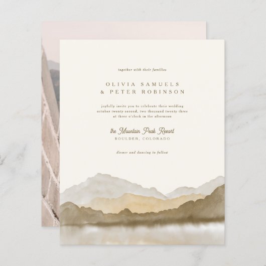 Budget Earth Tones Boho Mountain Foto Bruiloft (Voorkant / Achterkant)