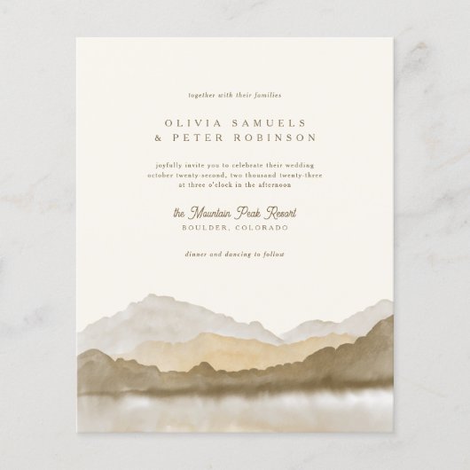 Budget Earth Tones Boho Mountain Foto Bruiloft (Voorkant)