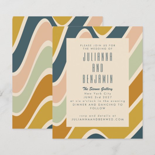 Budget Earthy Boho Abstract Wavy Pastel Wedding (Voorkant / Achterkant)