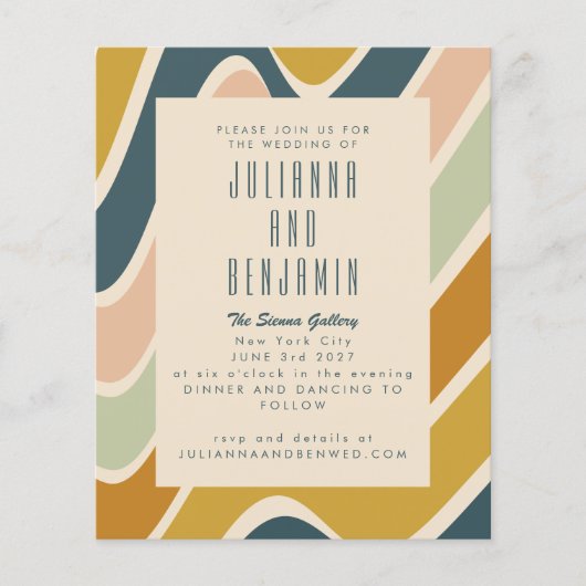 Budget Earthy Boho Abstract Wavy Pastel Wedding (Voorkant)