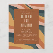 Budget Earthy Boho Wavy Lines Terracotta Wedding (Voorkant)