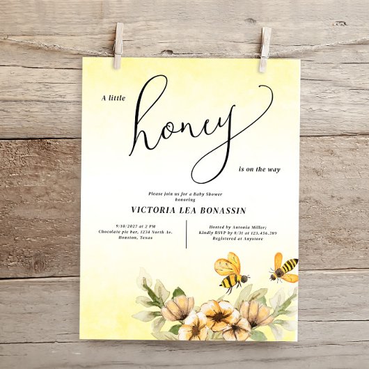Budget Een beetje honingbij Baby shower Invitation