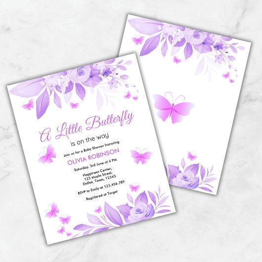 Budget Een beetje Vlinder Baby shower Invitation