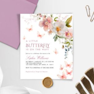 Budget Een beetje Vlinder Baby shower Invitation