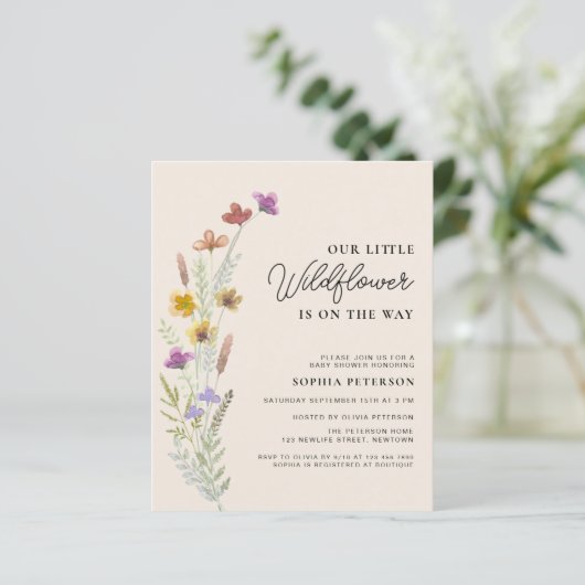Budget Een beetje Wildflower Boho Baby shower Uitn (Staand voorkant)