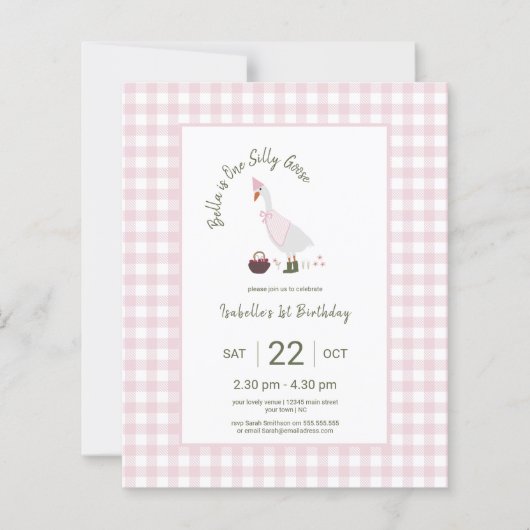 Budget Een Gekke Goose Girls Roze 1e Verjaardag (Voorkant)