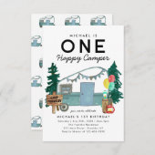 Budget Een Gelukkige Camper Bomen Camping 1e Verja Notitiekaartje (Voorkant / Achterkant)