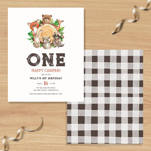 Budget Een Gelukkige Camper Jongen Eerste Verjaard Flyer