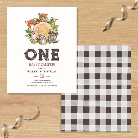 Budget Een Gelukkige Camper Jongen Eerste Verjaard Flyer
