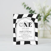 Budget Een Happy Dude Boy 1e verjaardag Uitnodigin (Staand voorkant)