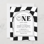 Budget Een Happy Dude Boy 1e verjaardag Uitnodigin (Voorkant)