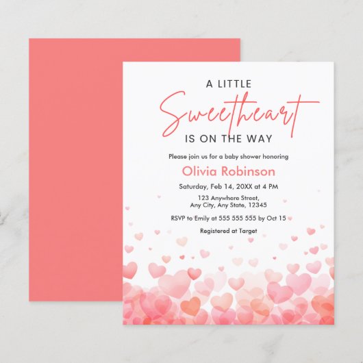 Budget Een Klein Schatje Baby Shower Uitnodiging (Voorkant / Achterkant)