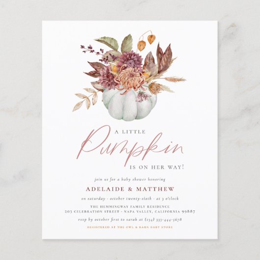 Budget een kleine pompoen Boho Girl Baby shower (Voorkant)