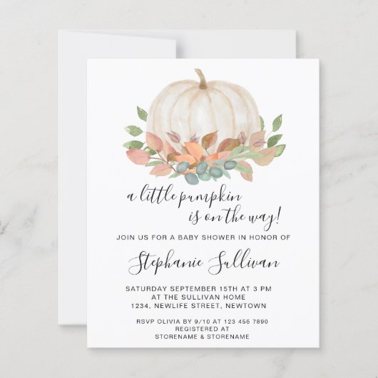 Budget een kleine uitnodiging tot Baby shower (Voorkant)