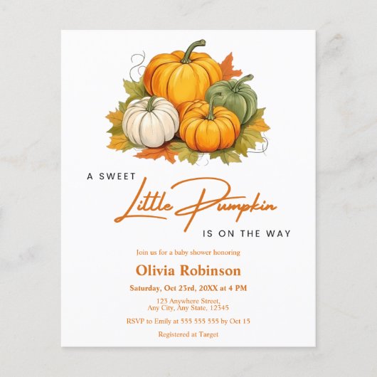 Budget een kleine uitnodiging tot Baby shower (Voorkant)