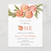 Budget Een Sweet Peach Eerste Verjaardag Uitnodigi (Voorkant)