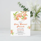Budget Een Zoete Perzik Fruit 1e Verjaardag Uitnod (Staand voorkant)
