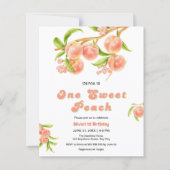 Budget Een Zoete Perzik Fruit 1e Verjaardag Uitnod (Voorkant)