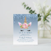 Budget Eenhoorn Baby Shower Blauwe Meisjes Cute (Staand voorkant)