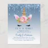 Budget Eenhoorn Baby Shower Blauwe Meisjes Cute (Voorkant)