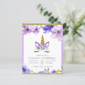 Budget eenhoorn meisje Paarse verjaardagsfeestje (Staand voorkant)