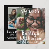 BUDGET Eenvoudig 4 Foto Afstuderen Uitnodiging (Voorkant / Achterkant)