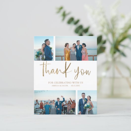 Budget Eenvoudig 4 Foto Dank u bruiloft (Staand voorkant)