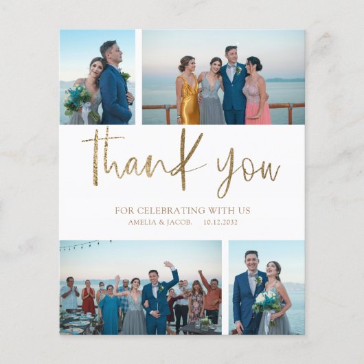 Budget Eenvoudig 4 Foto Dank u bruiloft (Voorkant)