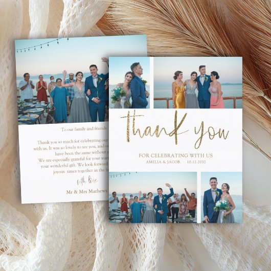 Budget Eenvoudig 4 Foto Dank u bruiloft