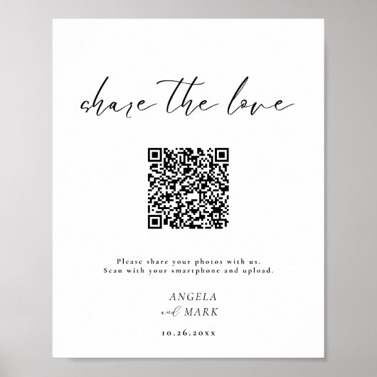 Budget Eenvoudig Deel de Liefde QR Code Sign Poster (Voorkant)